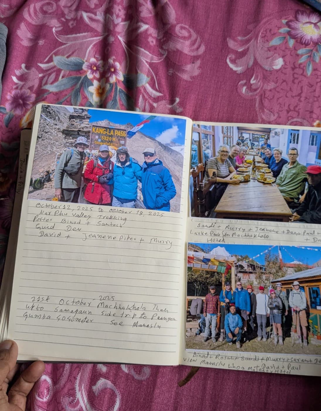 Handwritten guestbook review from David, Jeanene, Piper & Murray