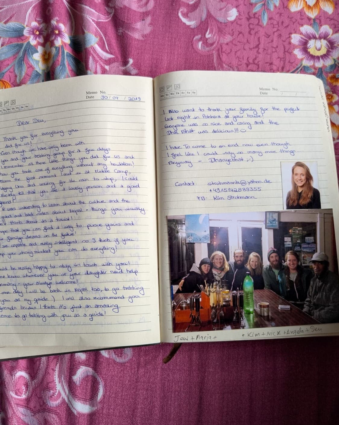 Handwritten guestbook review from Kim Strohmann