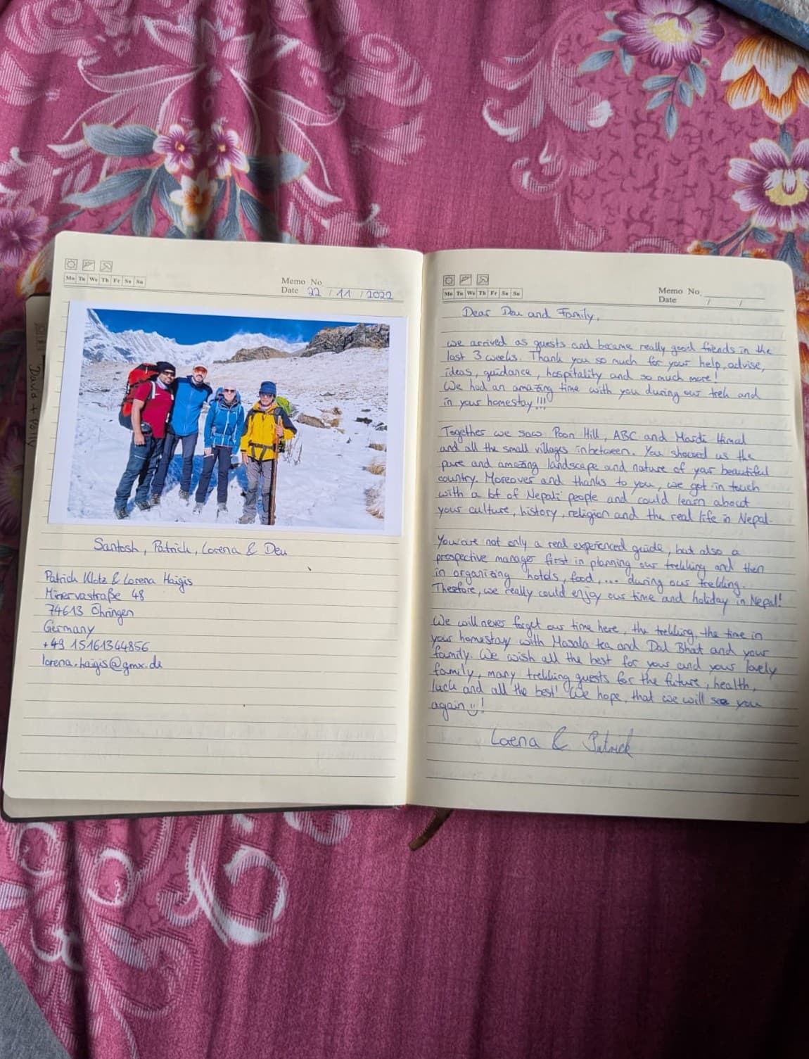 Handwritten guestbook review from Lorena & Patrick