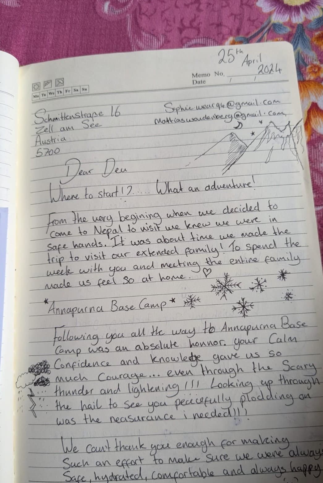 Handwritten guestbook review from Sophie & Mattias